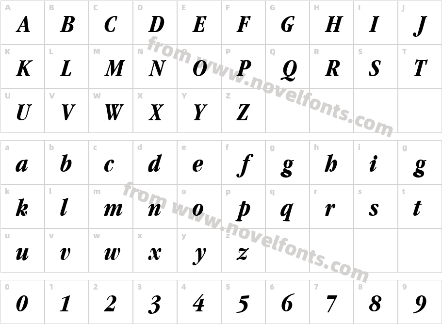 Garamondcond Bold ItalicCharacter Map