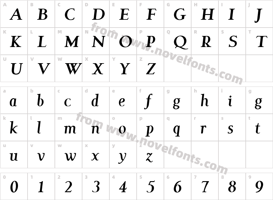 Garava Bold ItalicCharacter Map