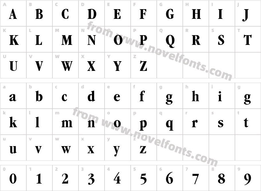 Garnet Condensed BoldCharacter Map