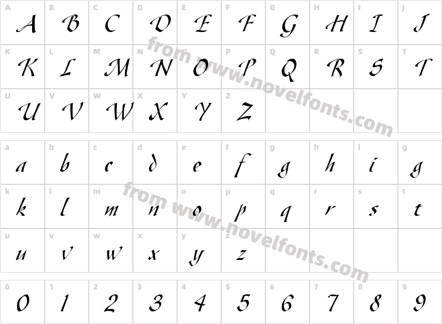 Gaze Condensed ItalicCharacter Map