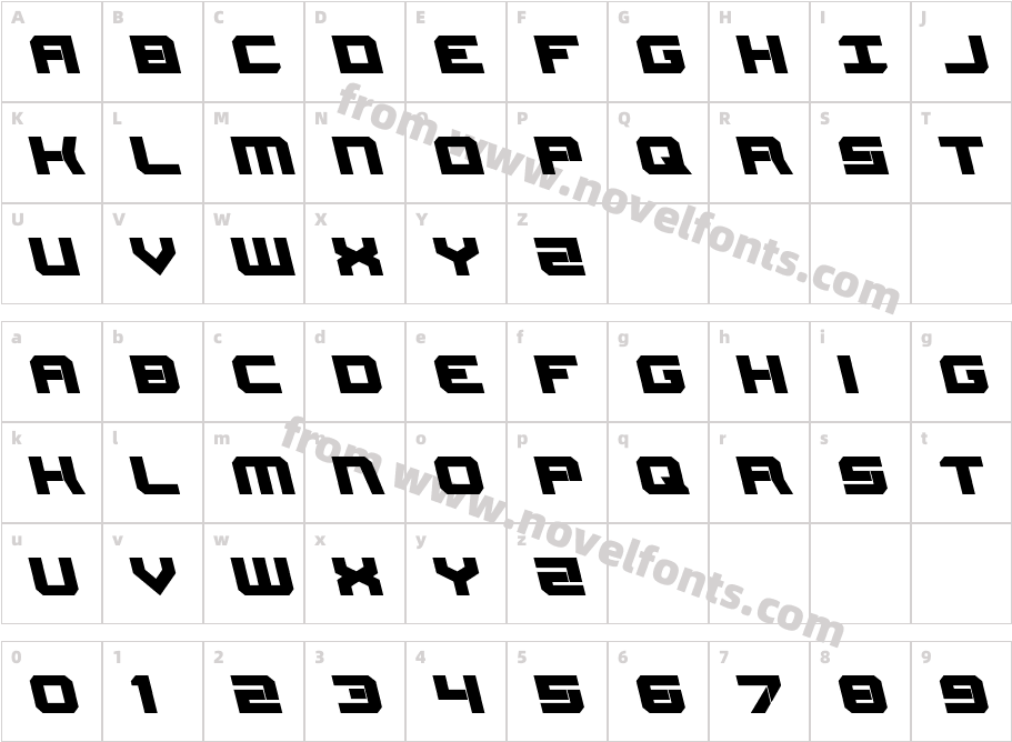 Gearhead LeftalicCharacter Map