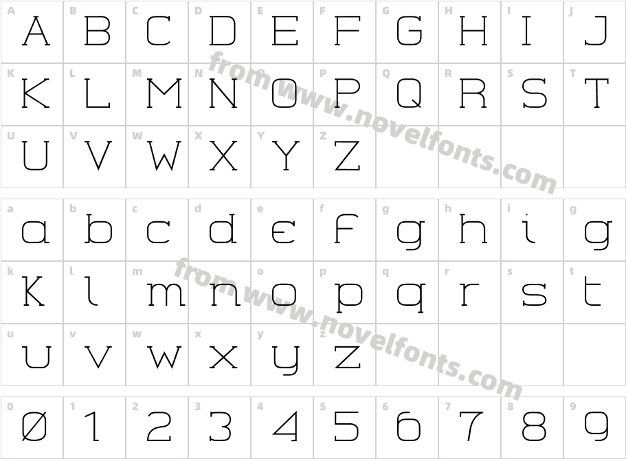 Gearus Serif LightCharacter Map