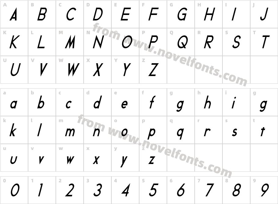 Geddes Condensed Bold ItalicCharacter Map