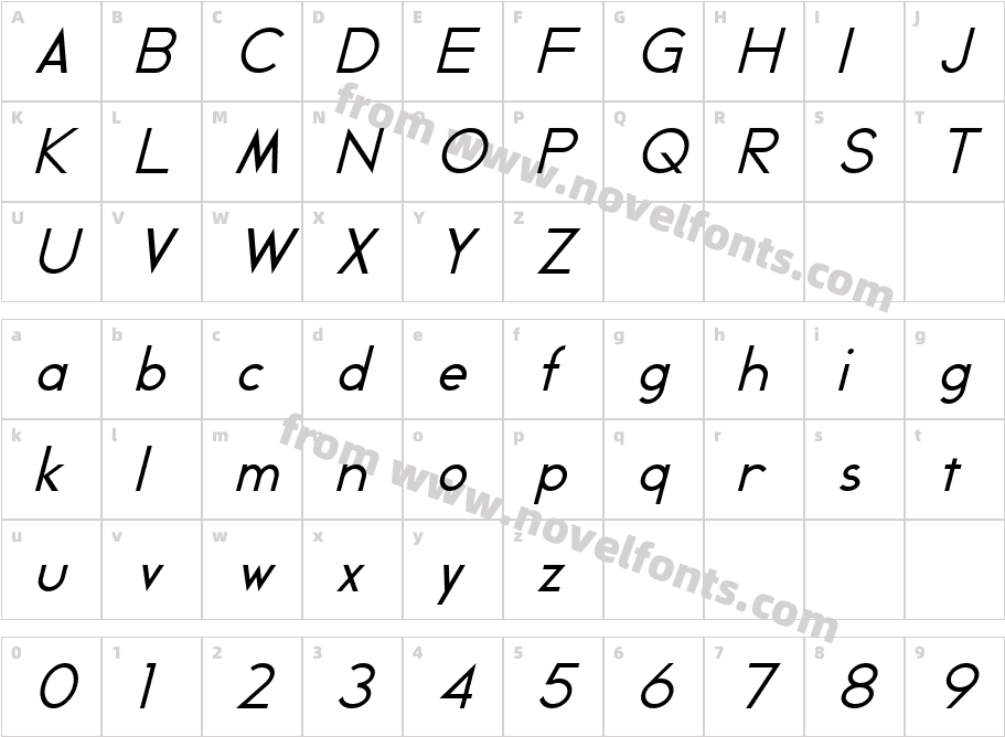 Geddes ItalicCharacter Map