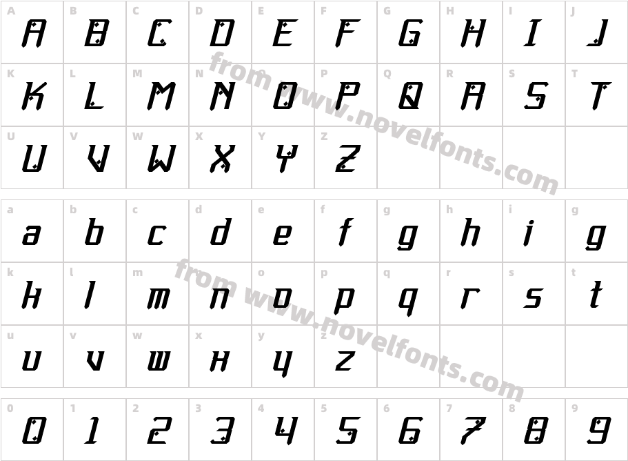 Gemcut Bold ItalicCharacter Map