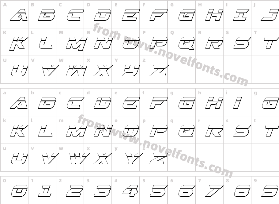 Gemina 2 3D Laser ItalicCharacter Map