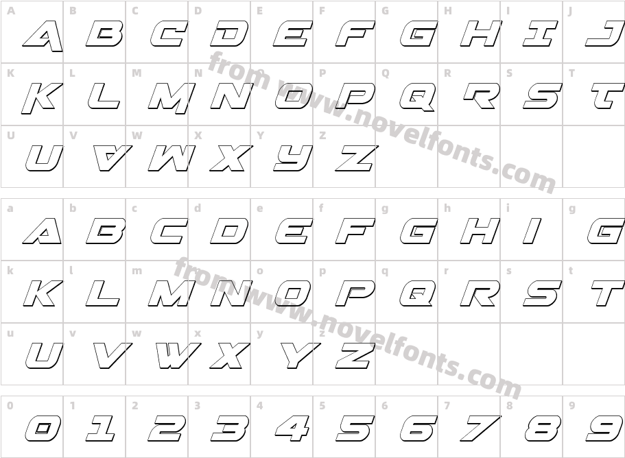 Gemina 3D ItalicCharacter Map