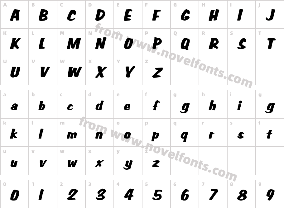 Big Nib-Extended ItalicCharacter Map