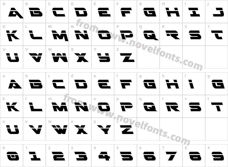 Gemina Laser LeftalicCharacter Map