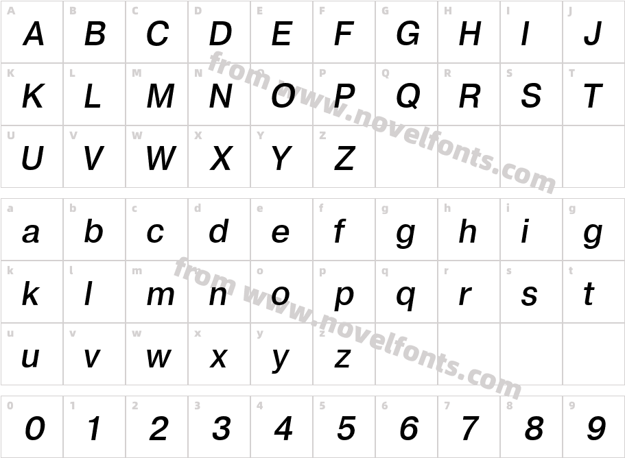 Geneva Normal ItalicCharacter Map