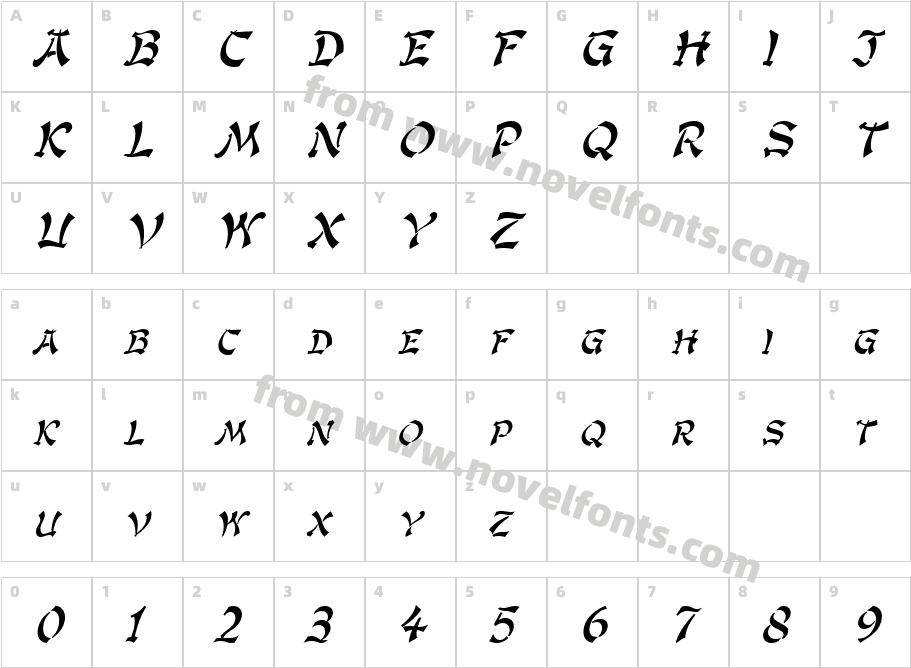 Gengis Kahn ItalicSWFTECharacter Map