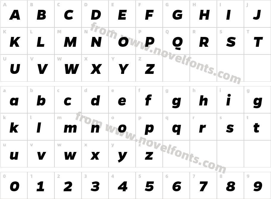 Gentona Extra Bold ItalicCharacter Map