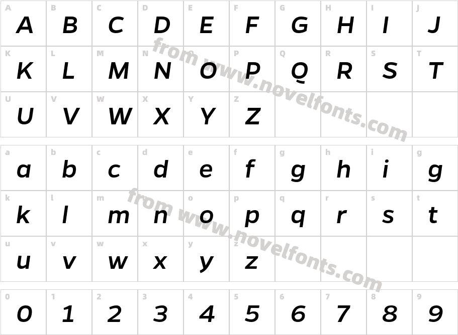 Gentona Medium ItalicCharacter Map