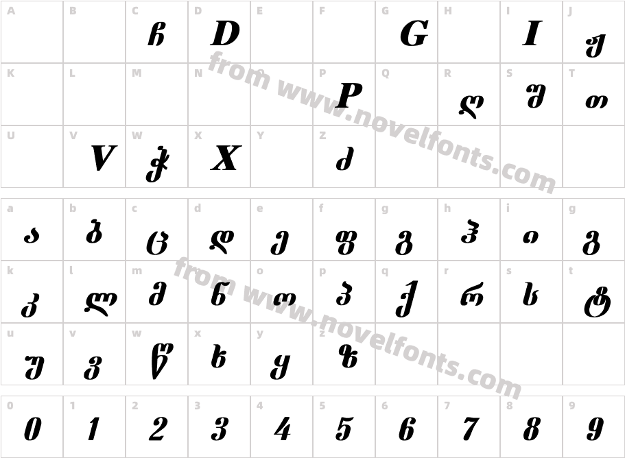 Geo Dumba Bold ItalicCharacter Map