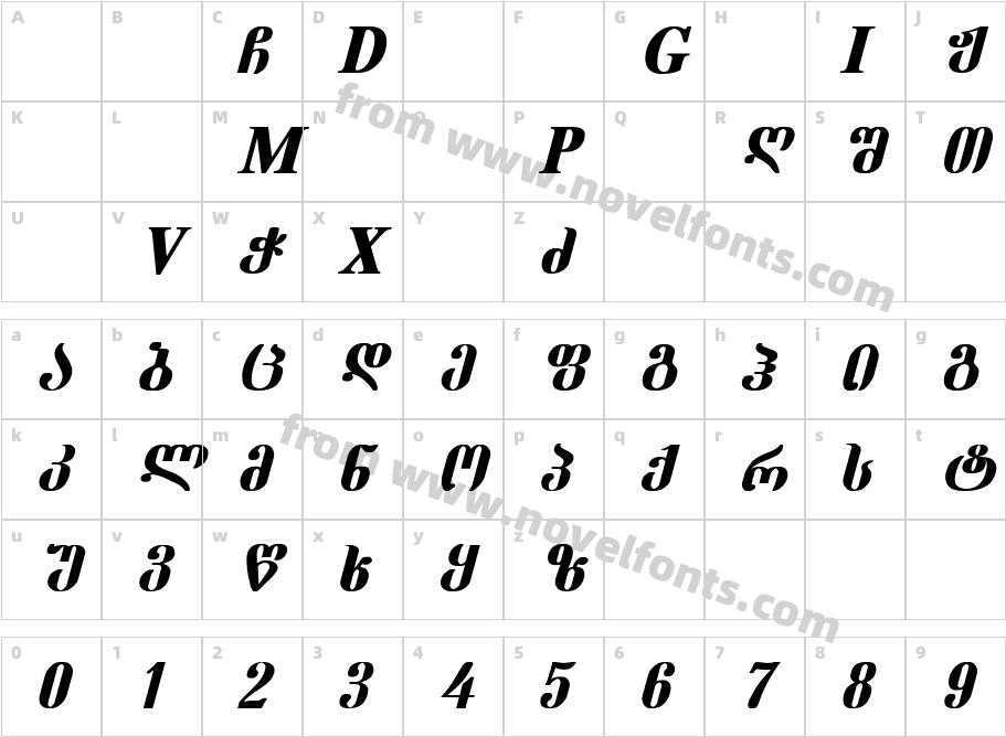 Geo Dumbadze Mtavr Bold ItalicCharacter Map