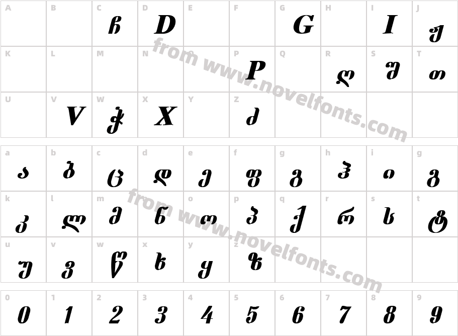 Geo Dumbadze Nusx Bold ItalicCharacter Map