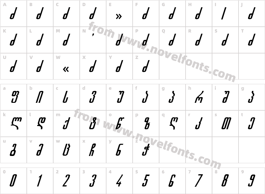 Geo ItalicCharacter Map