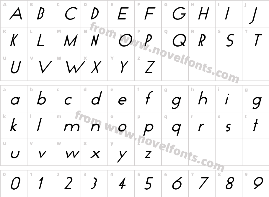 GeoPlain ItalicCharacter Map