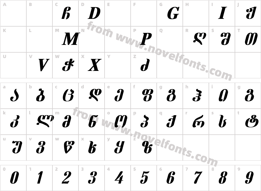 GeoE Dumba Bold ItalicCharacter Map