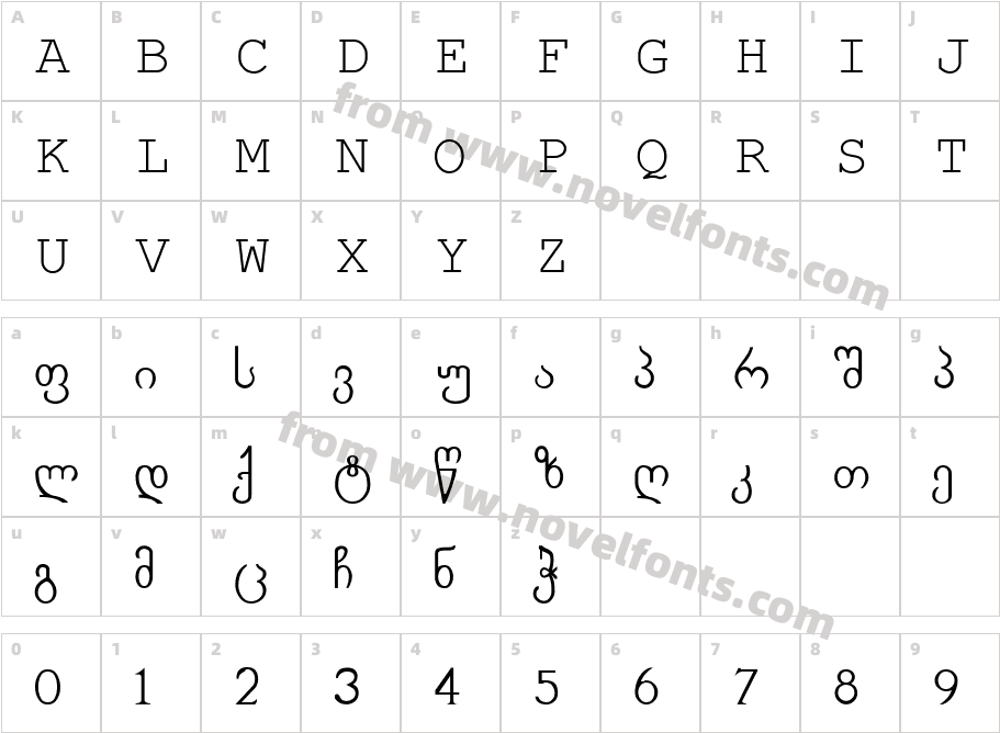 Georgian for BPWCharacter Map