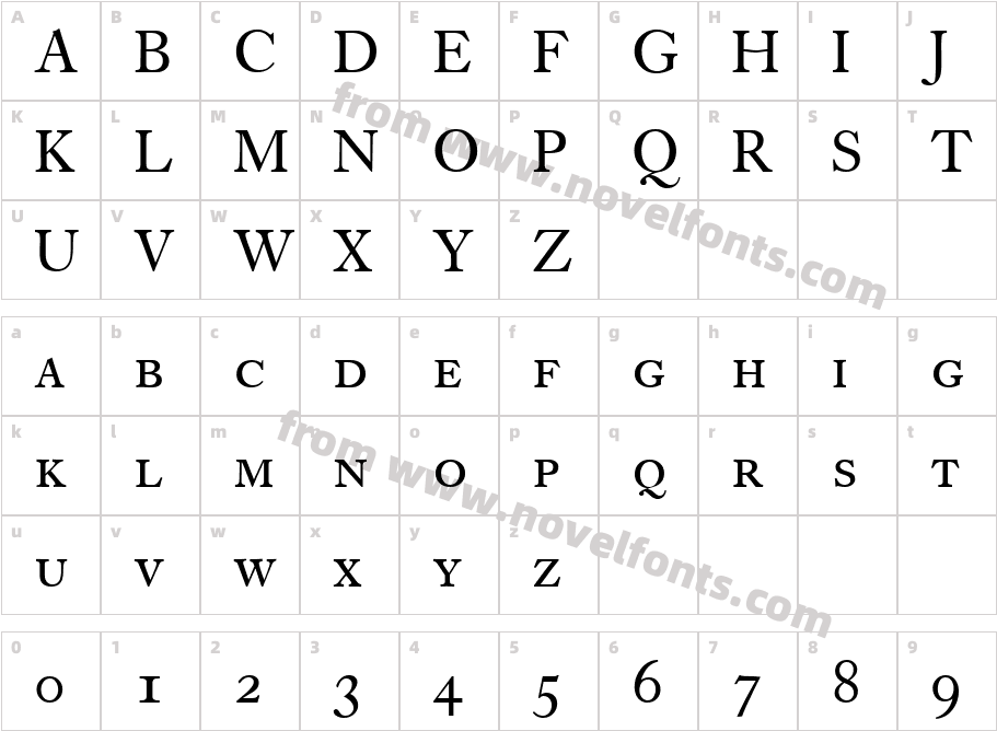 German Caslon Smc RegularCharacter Map