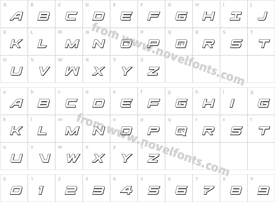 Ghost Clan 3D ItalicCharacter Map