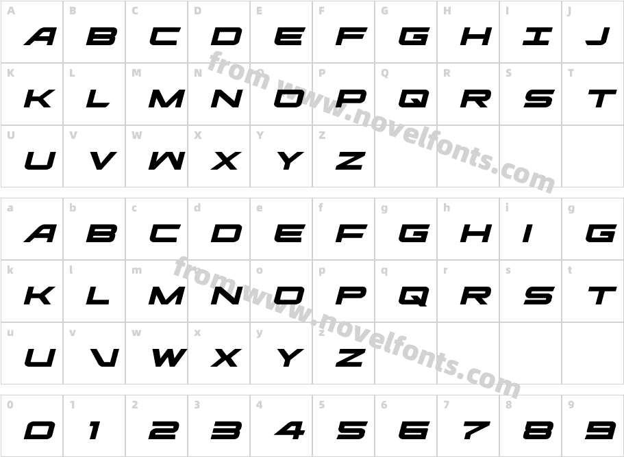 Ghost Clan Expanded ItalicCharacter Map