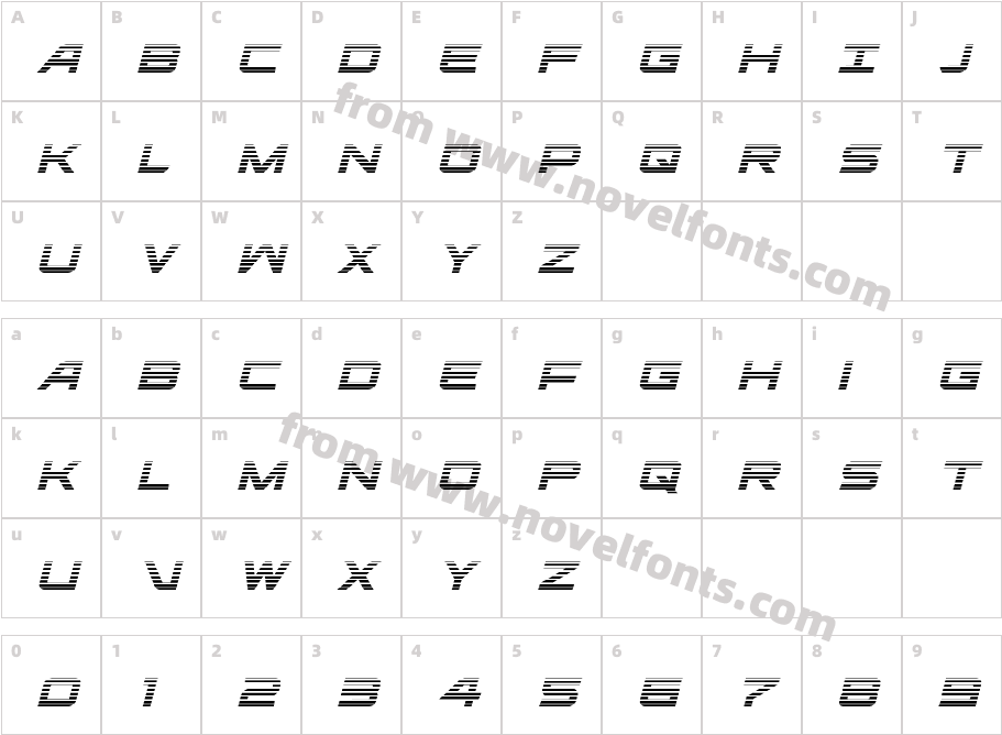 Ghost Clan Gradient ItalicCharacter Map