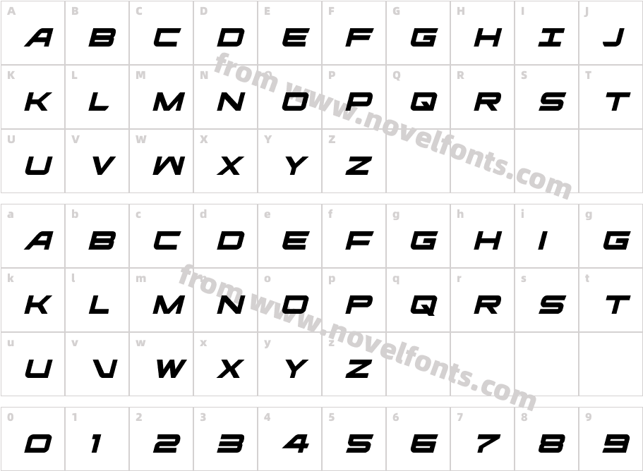 Ghost Clan ItalicCharacter Map