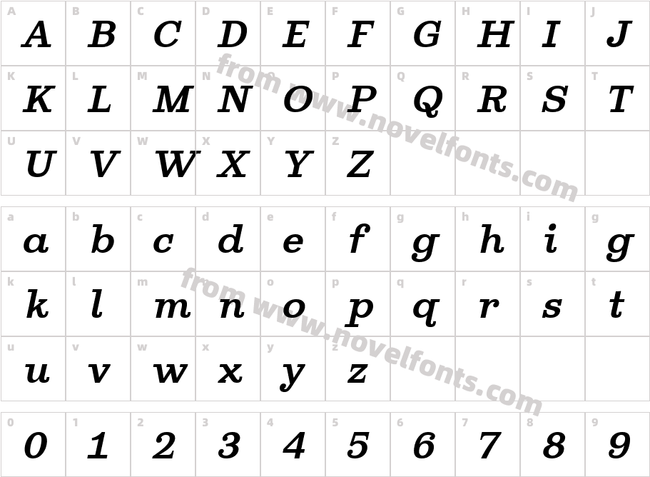 Ghostlight ItalicCharacter Map