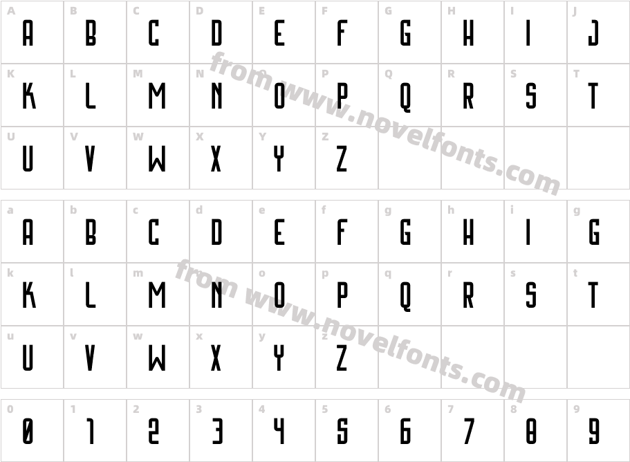 Bigwhale CondensedCharacter Map