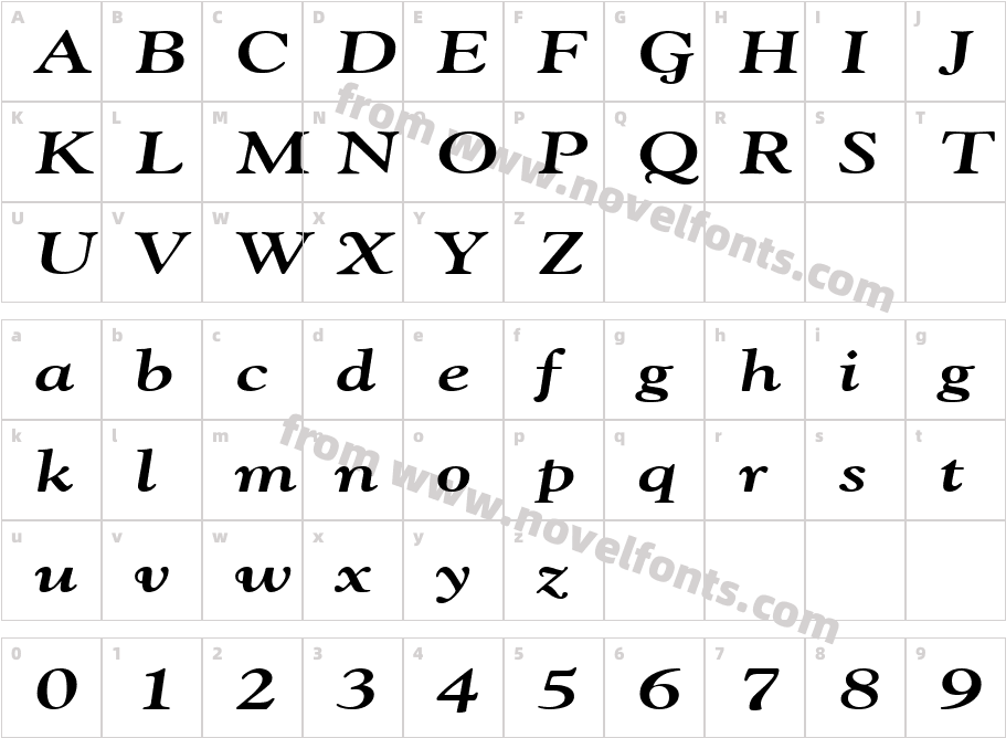 Gilde Broad Bold ItalicCharacter Map