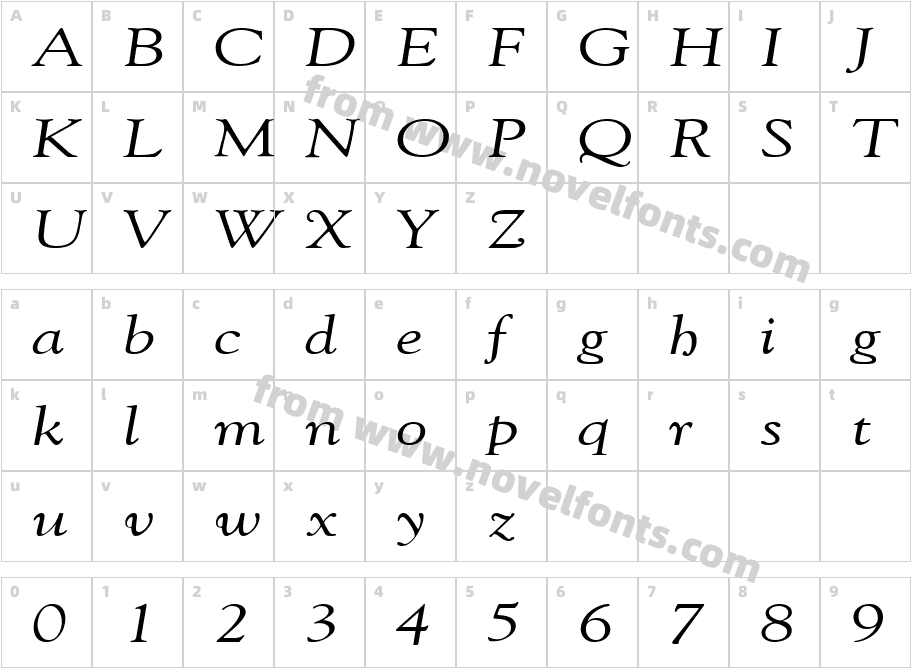 Gilde Broad ItalicCharacter Map