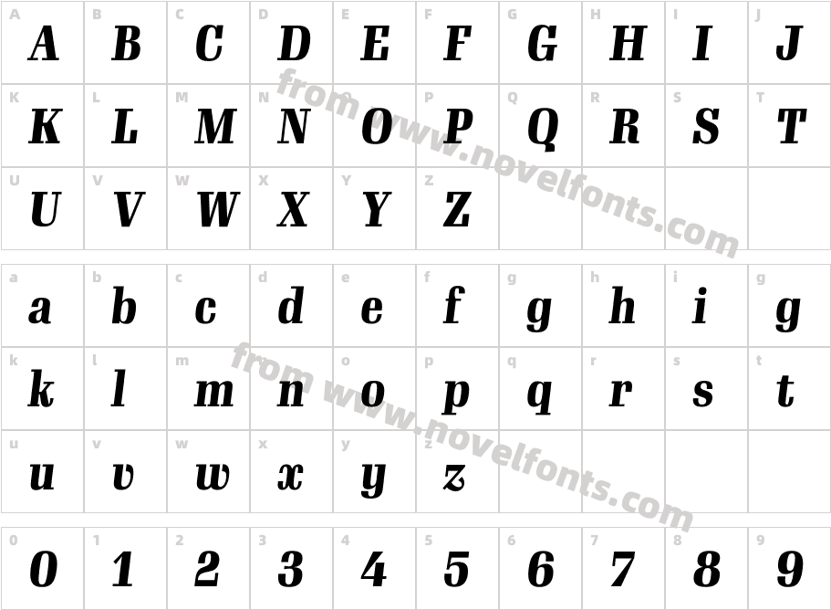 Gimlet Display Condensed Bold ItalicCharacter Map