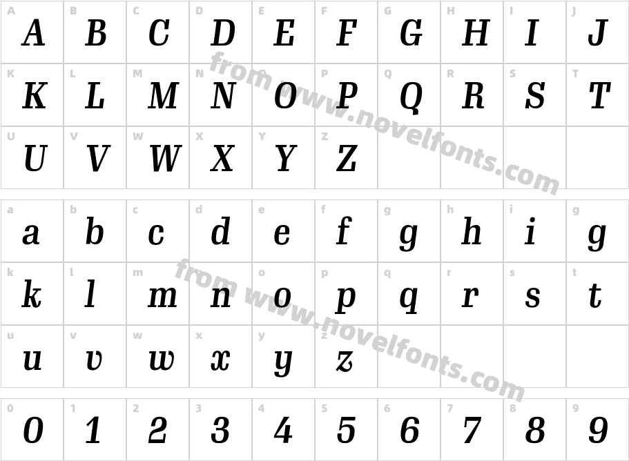 Gimlet Micro Compressed Medium ItalicCharacter Map