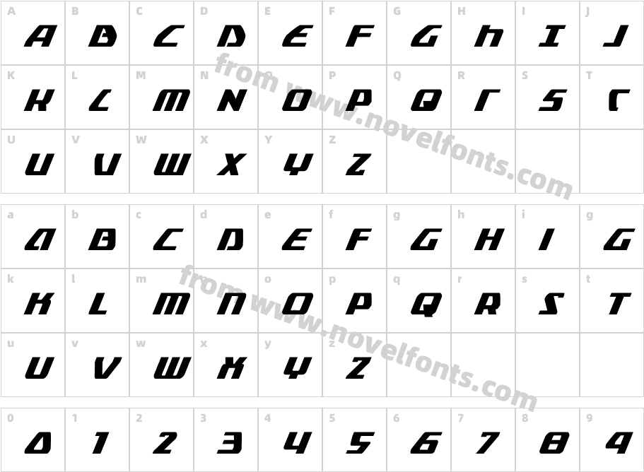 Global Dynamics Condensed ItalicCharacter Map