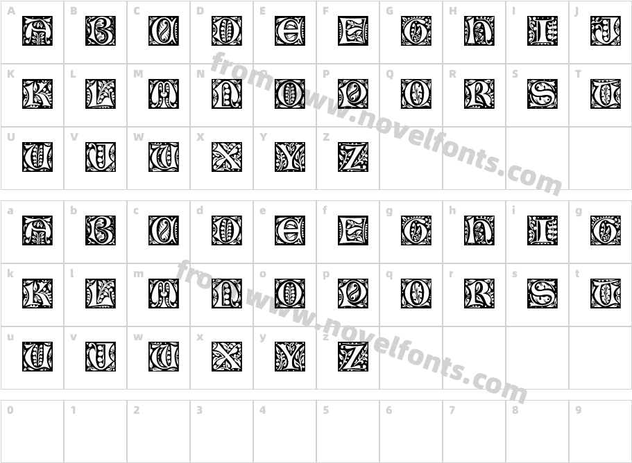 Gloucester Initials RegularCharacter Map