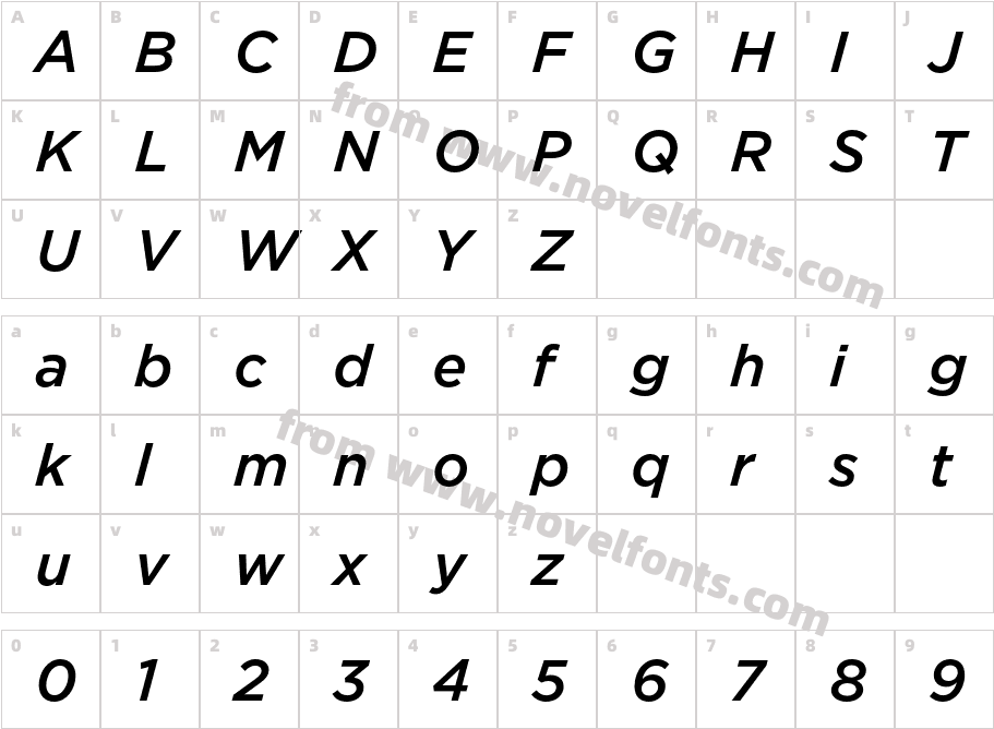 Gotham Medium ItalicCharacter Map