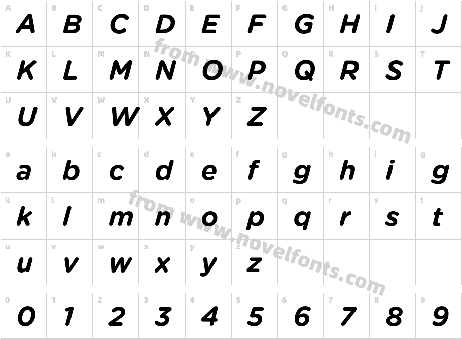 GothamRounded-BoldItalicCharacter Map