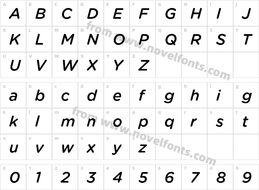 GothamRounded-MediumItalicCharacter Map