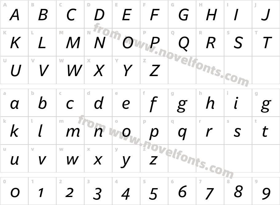 Billie DEMO Medium ItalicCharacter Map