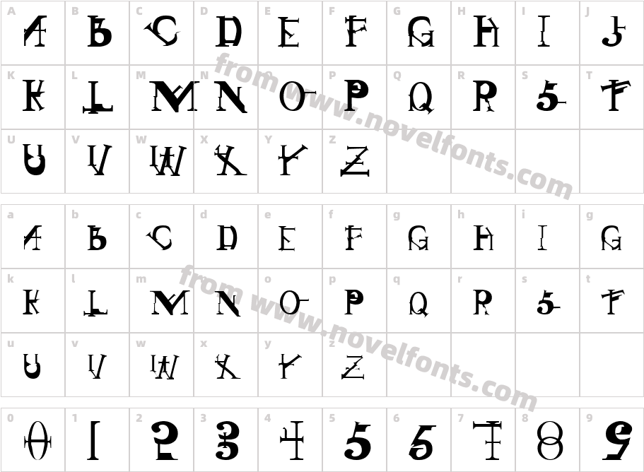 Gothic Rock RegularSWFTECharacter Map