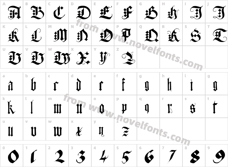 Gothique fleurieCharacter Map