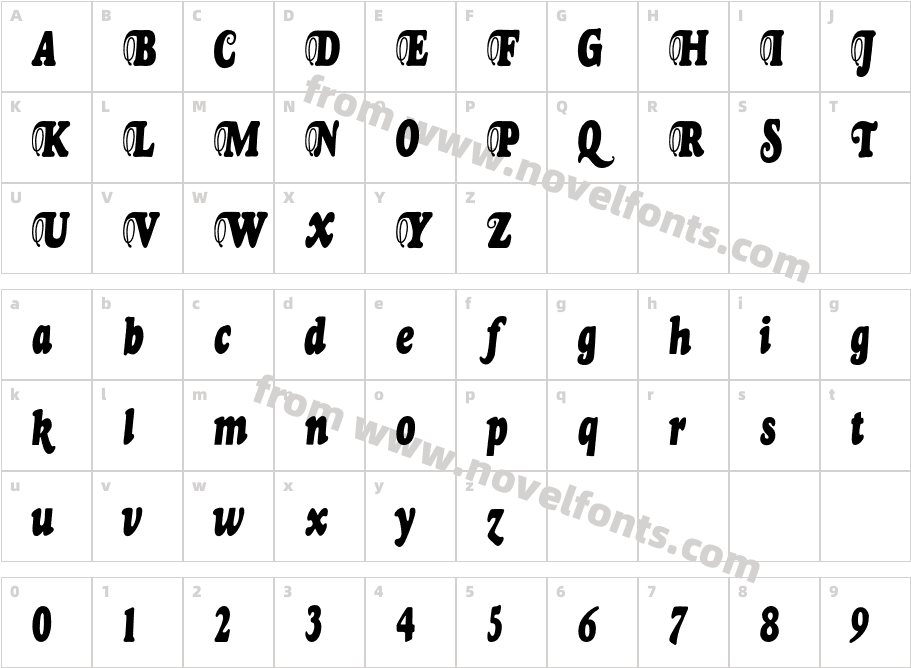 Goudy Fancy Condensed Heavy ItalicCharacter Map