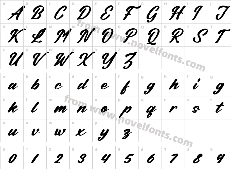 Billionstar ItalicCharacter Map