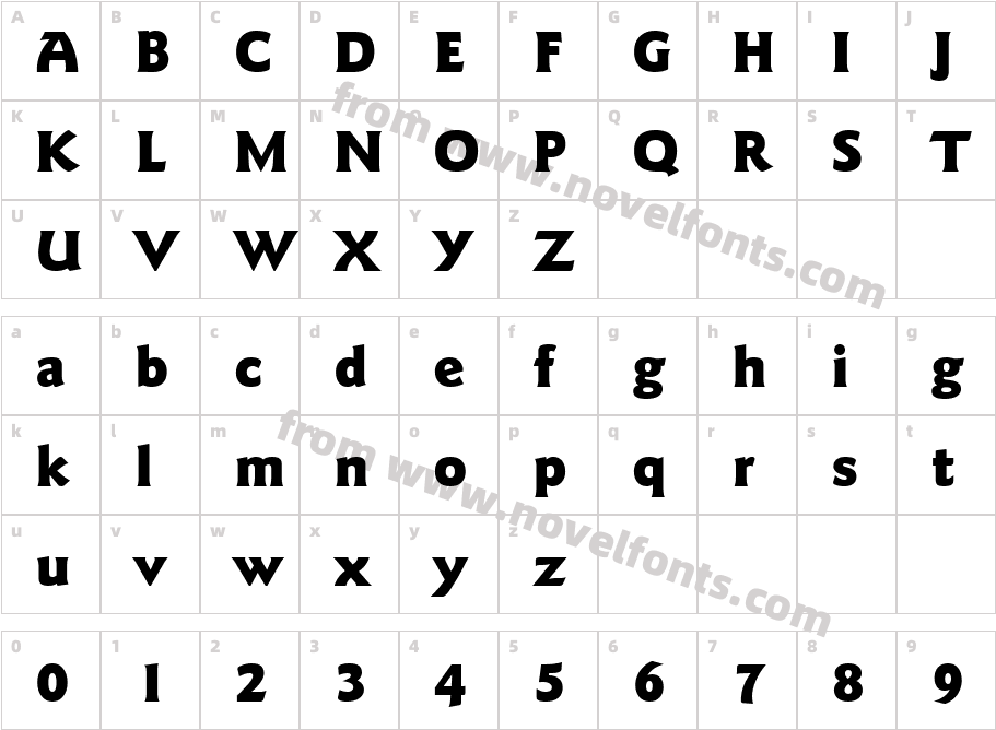 Goudy SansIT CbyBT BlackCharacter Map