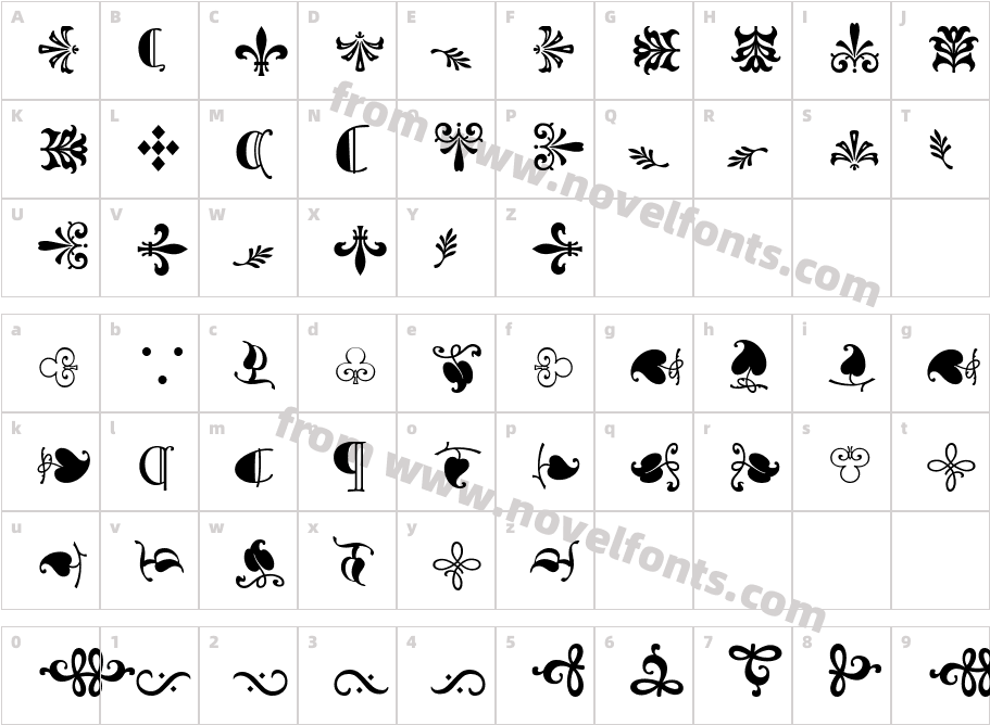 Goudy Sorts MTCharacter Map