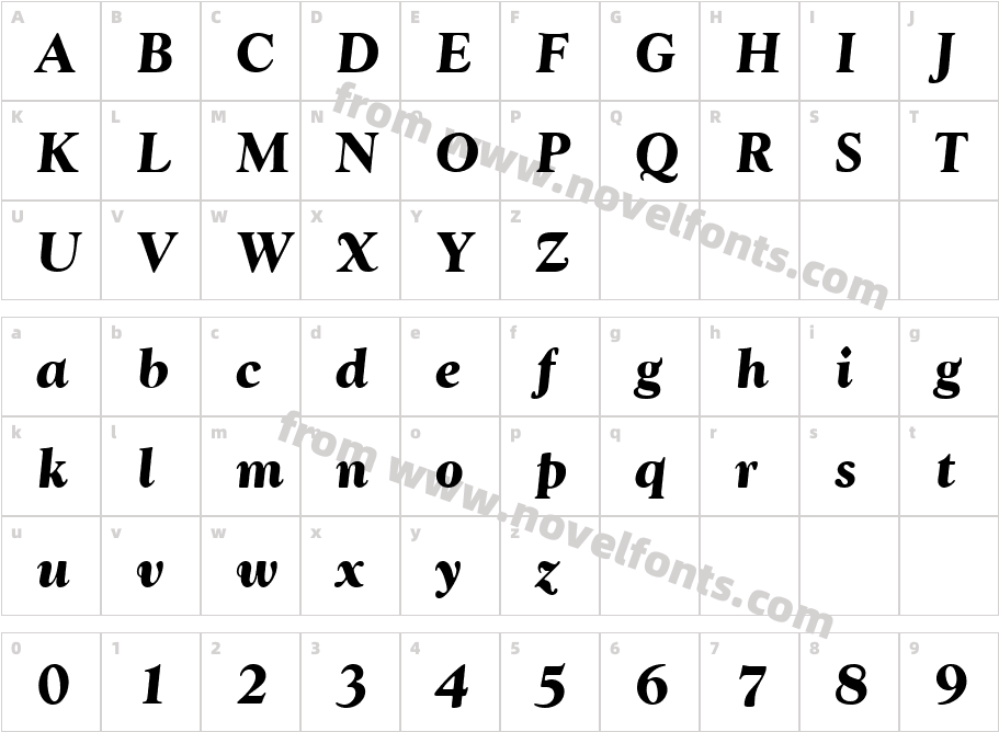 Goudy WtcT Bold ItalicCharacter Map