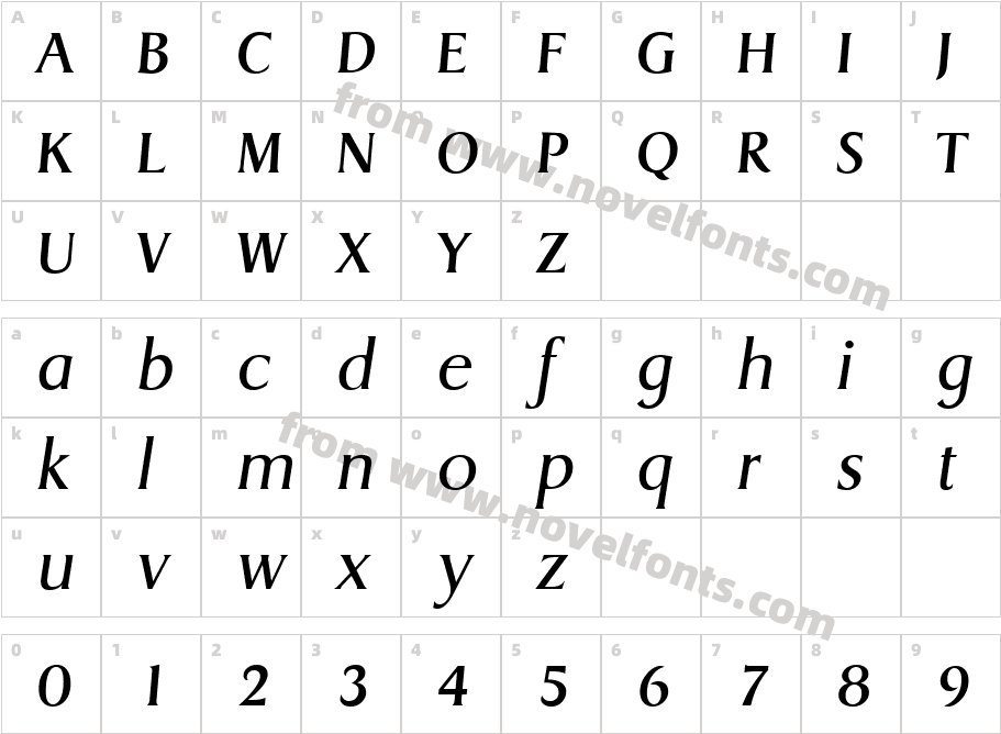 Griffon ItalicCharacter Map