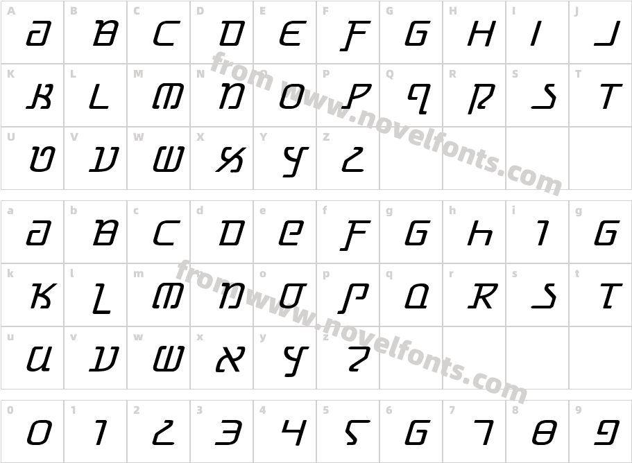 Grimlord Expanded ItalicCharacter Map